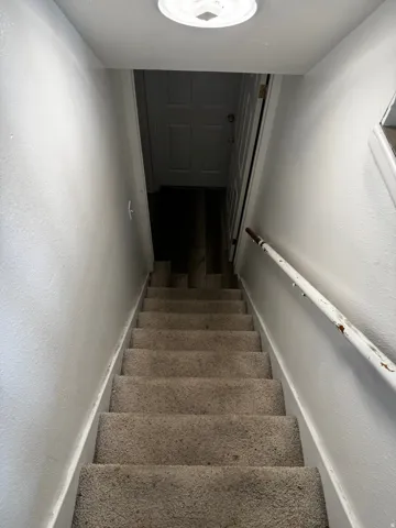 Staircase with a textured wall