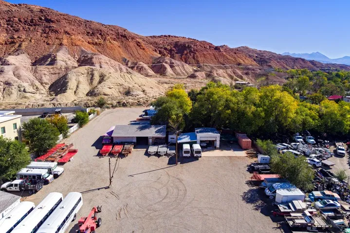 Drone / aerial view of a mountain backdrop