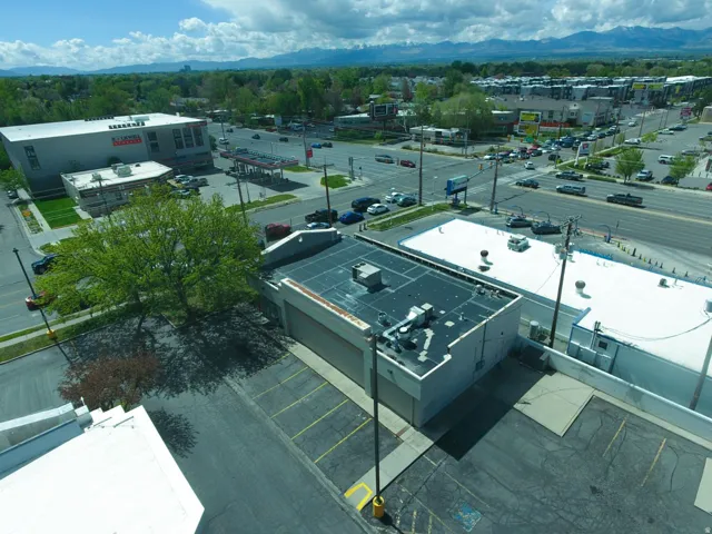 Drone / aerial view of a mountain backdrop