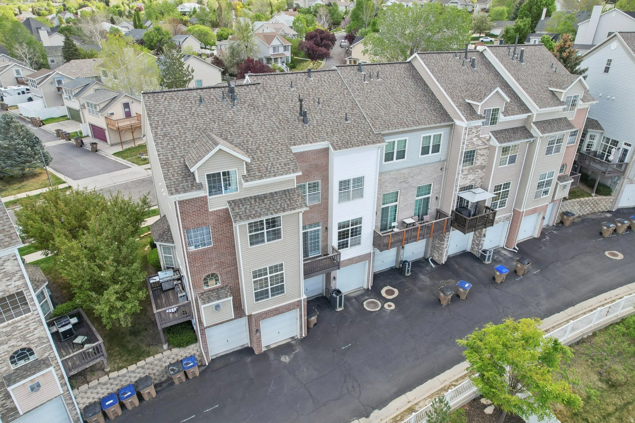 Aerial perspective of suburban area