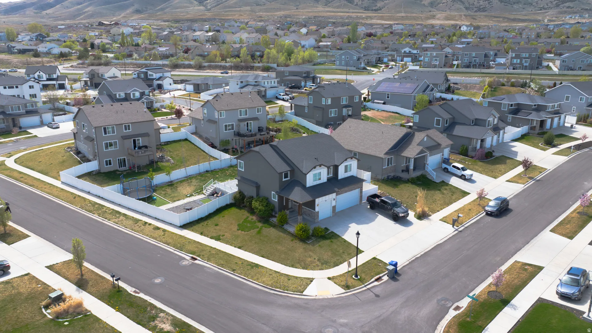 Aerial view of residential area