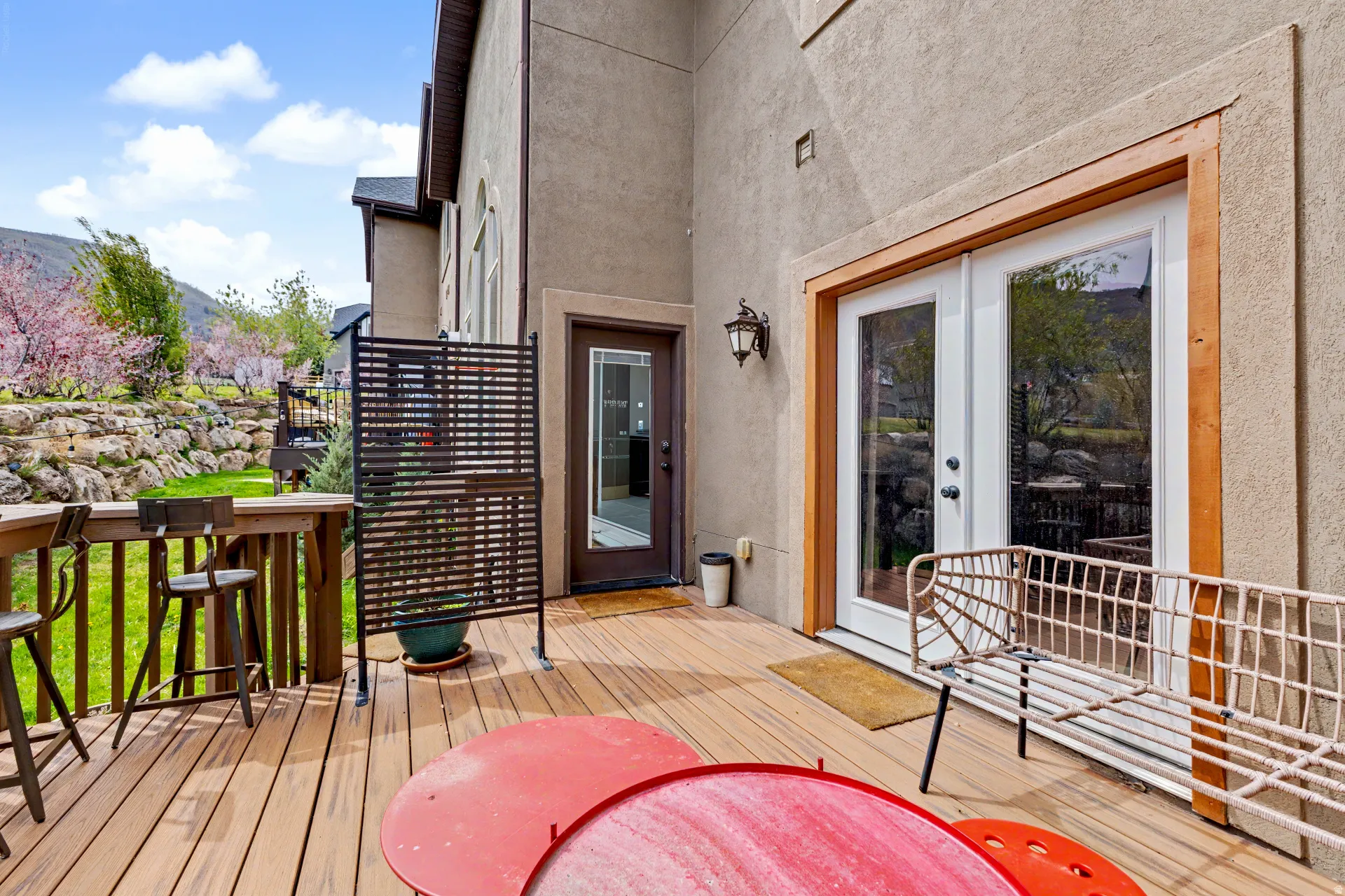 Wooden deck with french doors