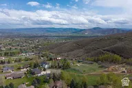 Bird's eye view of a mountainous background