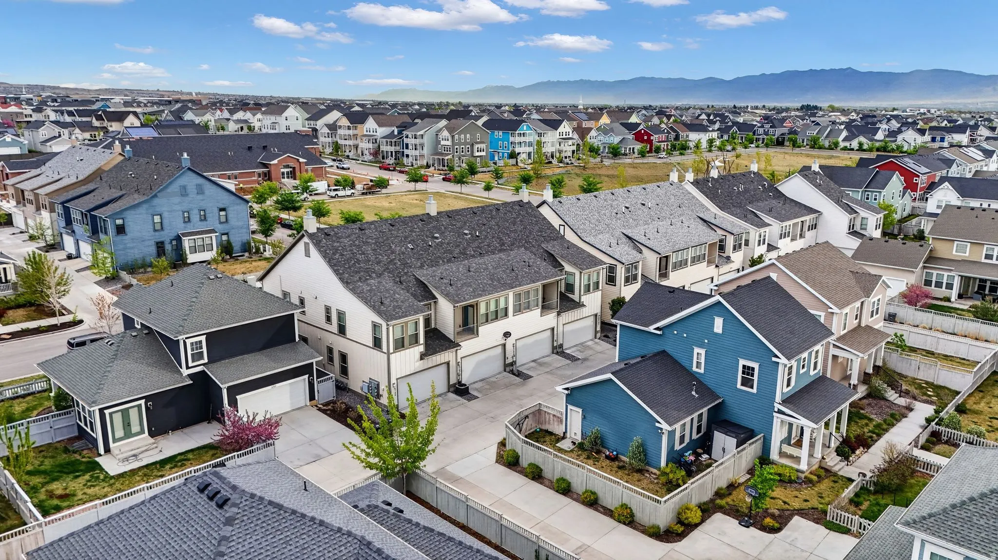 Aerial view of a mountainous background
