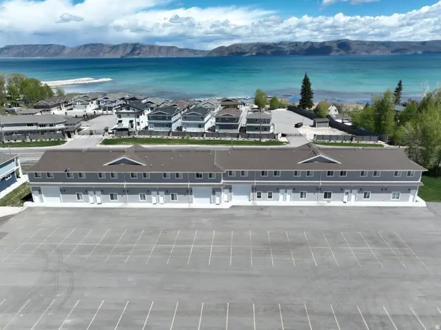 Drone / aerial view of a water and mountain view
