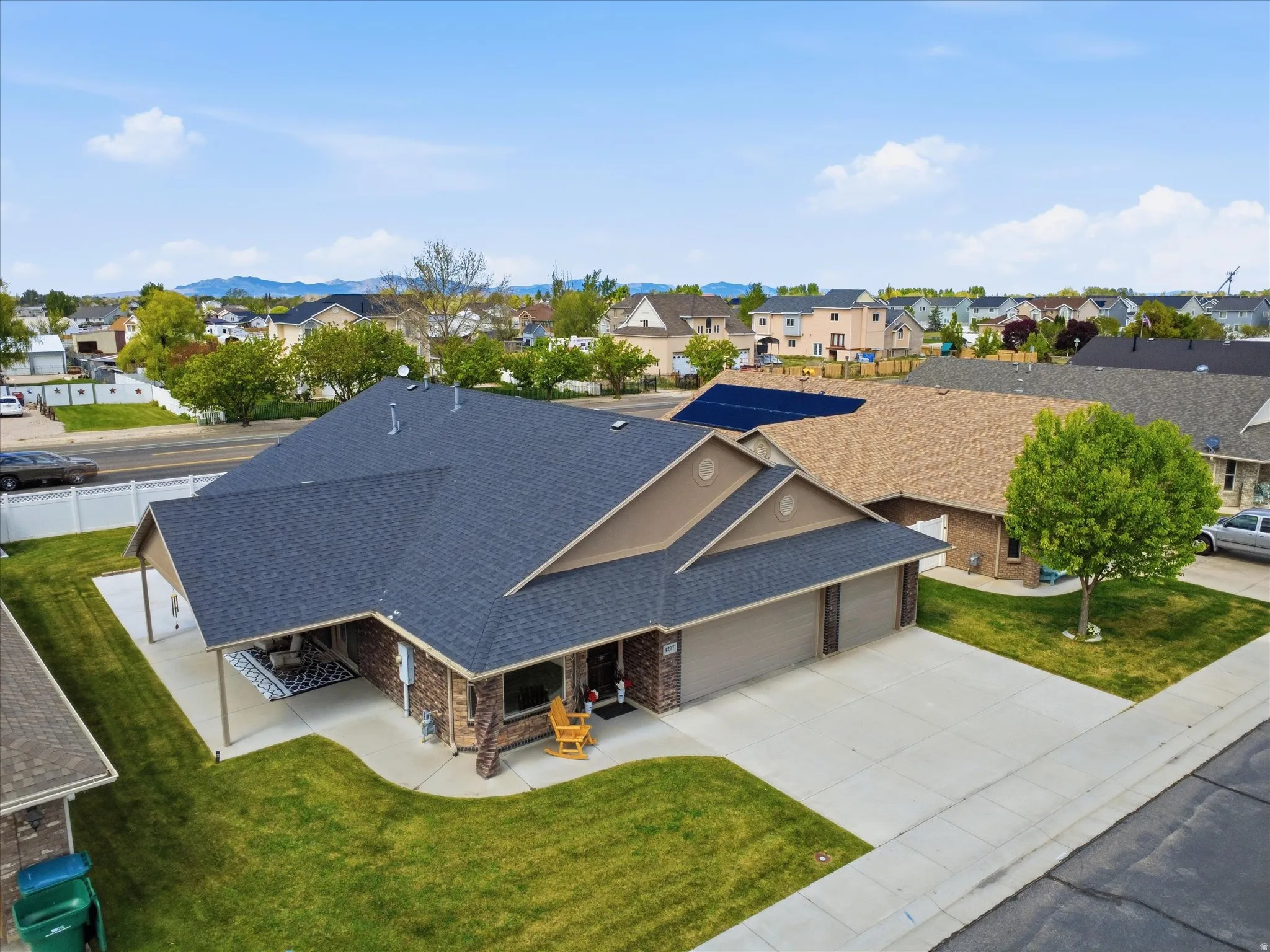 Aerial perspective of suburban area