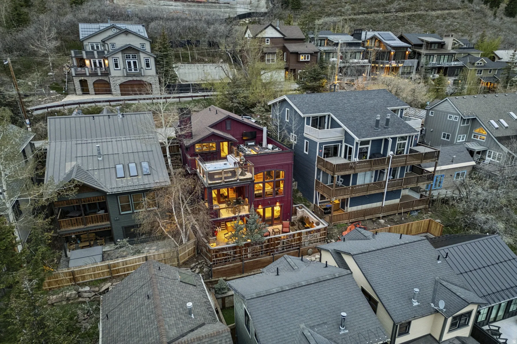 Aerial perspective of suburban area