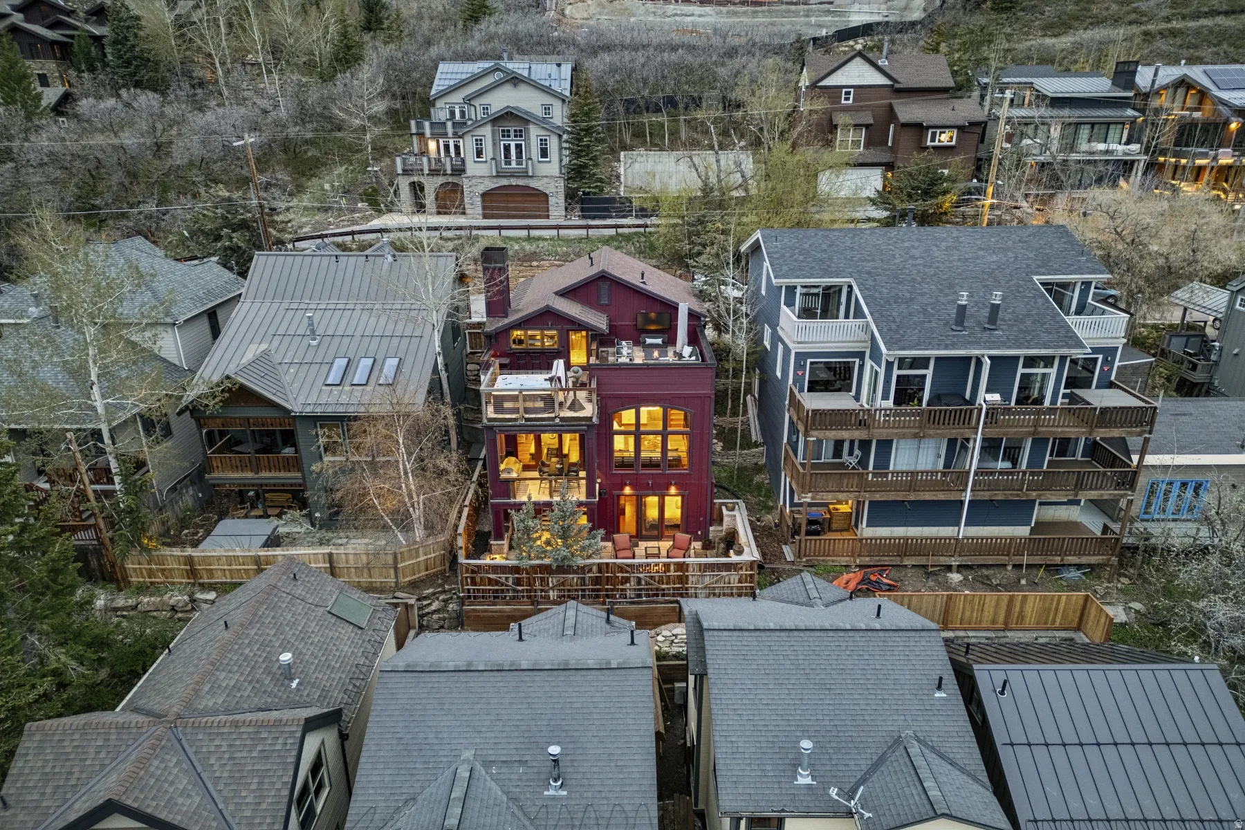 Aerial perspective of suburban area