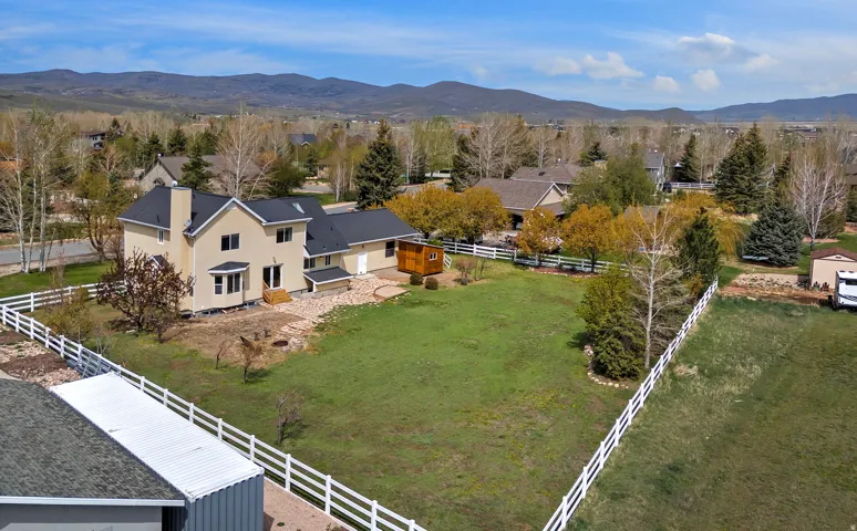 Drone / aerial view of a mountainous background