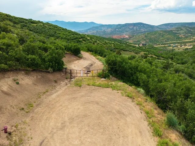 Aerial view of a mountainous background