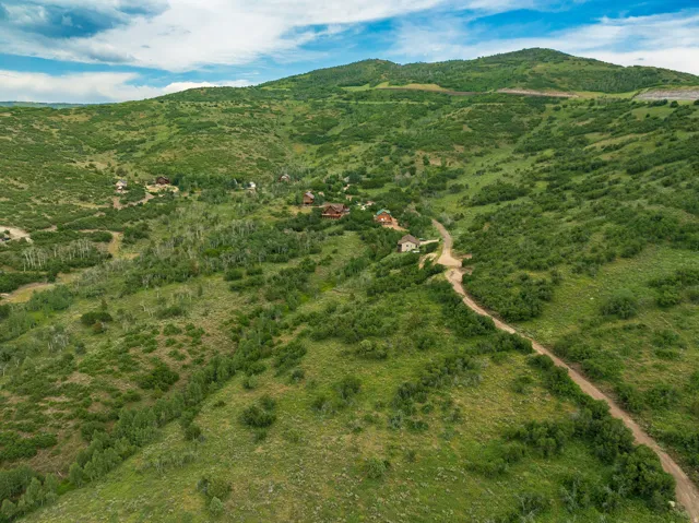 Aerial view of a mountainous background