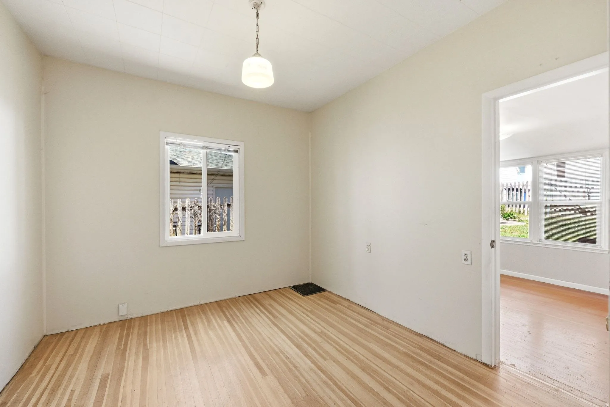 Empty room featuring light wood-style floors