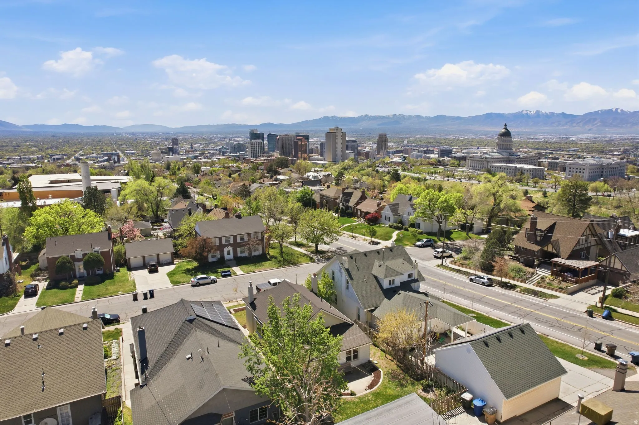 View of urban area with mountains