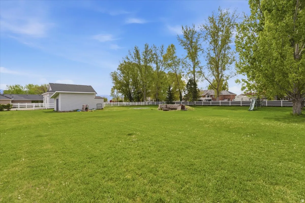 View of fenced backyard