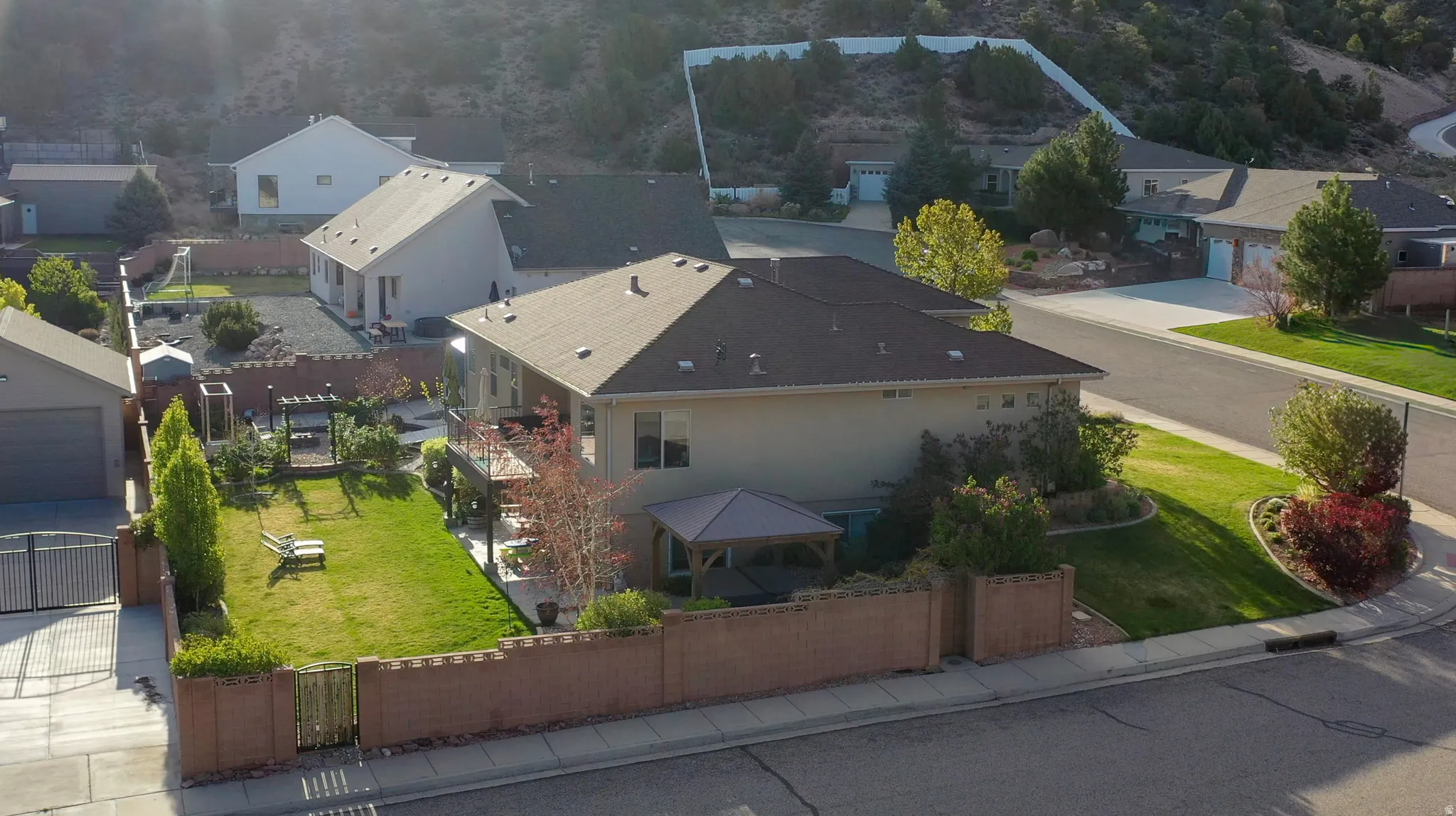 Aerial view of residential area