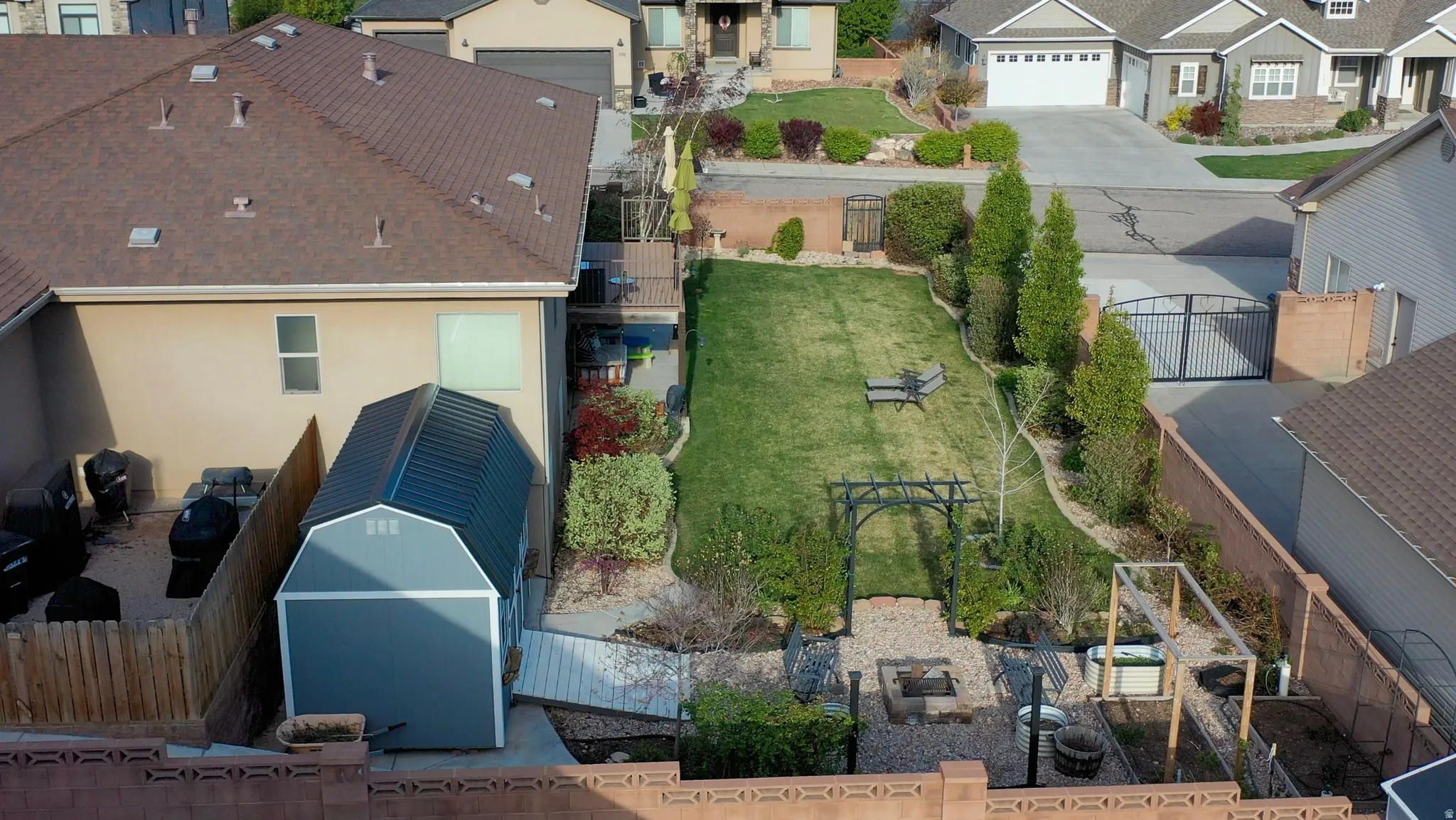 Aerial perspective of suburban area