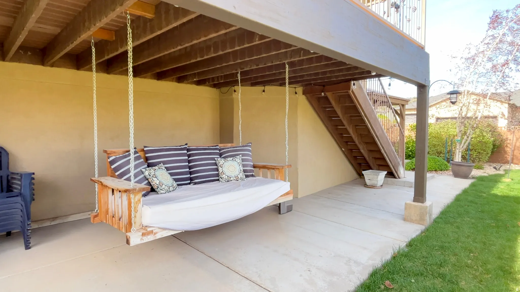 View of patio / terrace featuring stairway