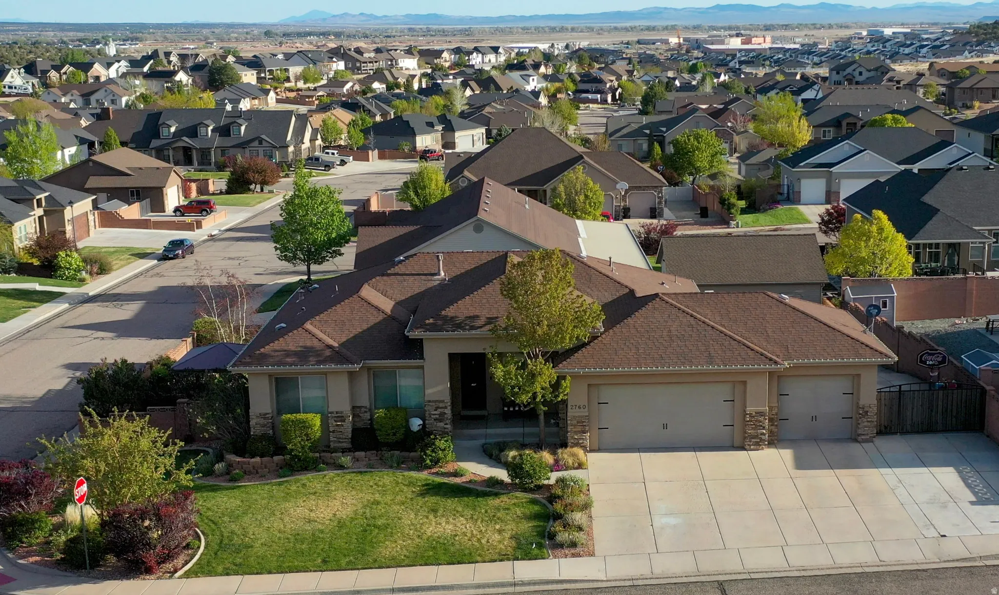 Aerial view of residential area