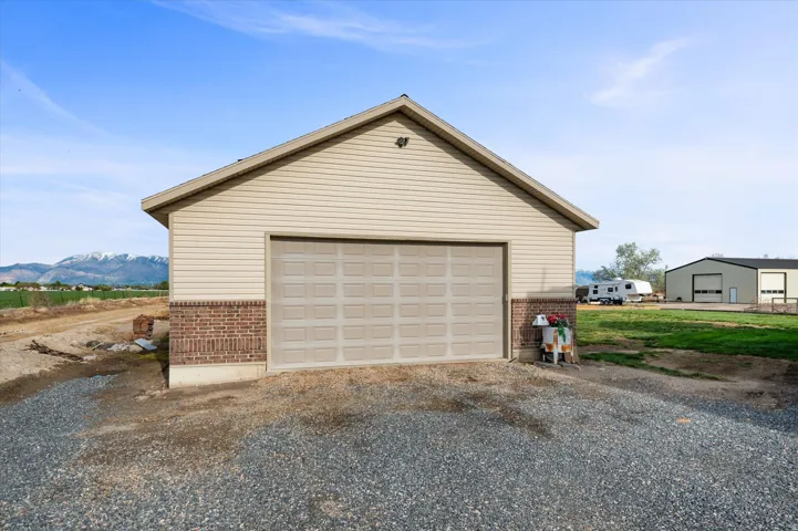 View of detached garage