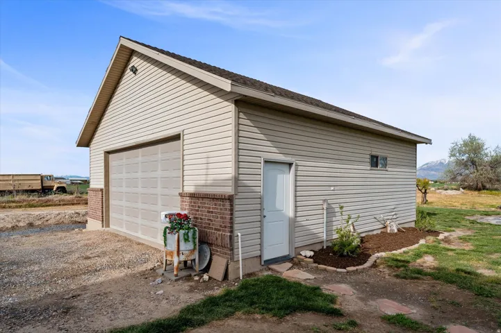 View of detached garage