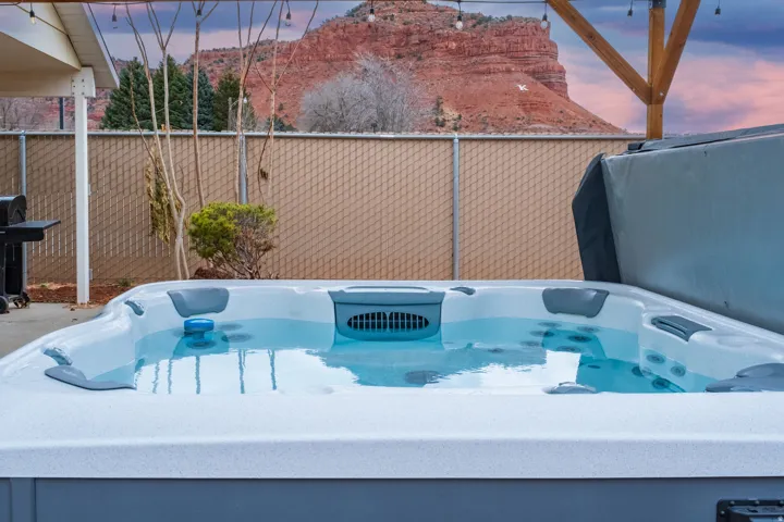 Hot tub with red rock views