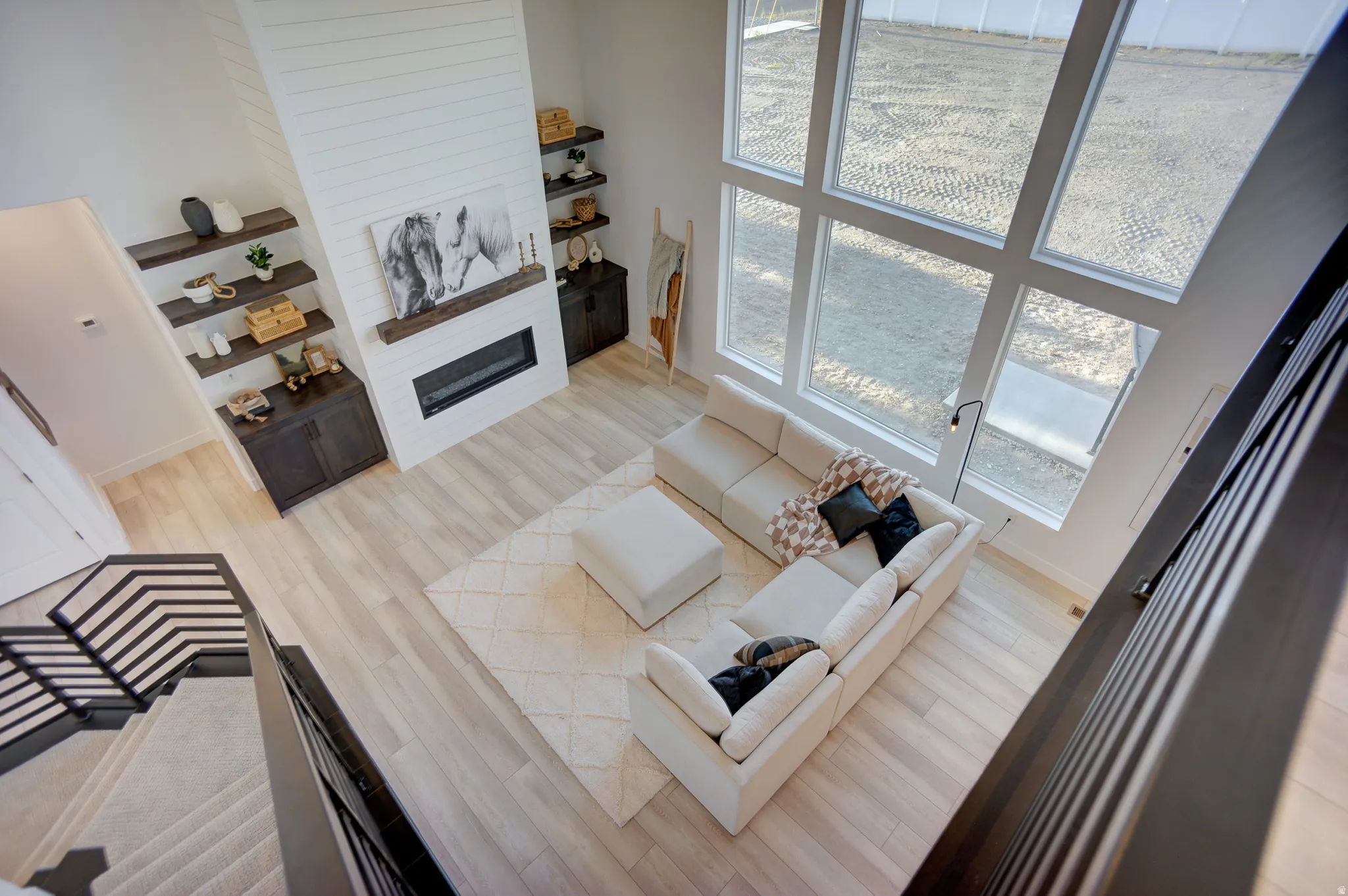 Looking down from the loft.