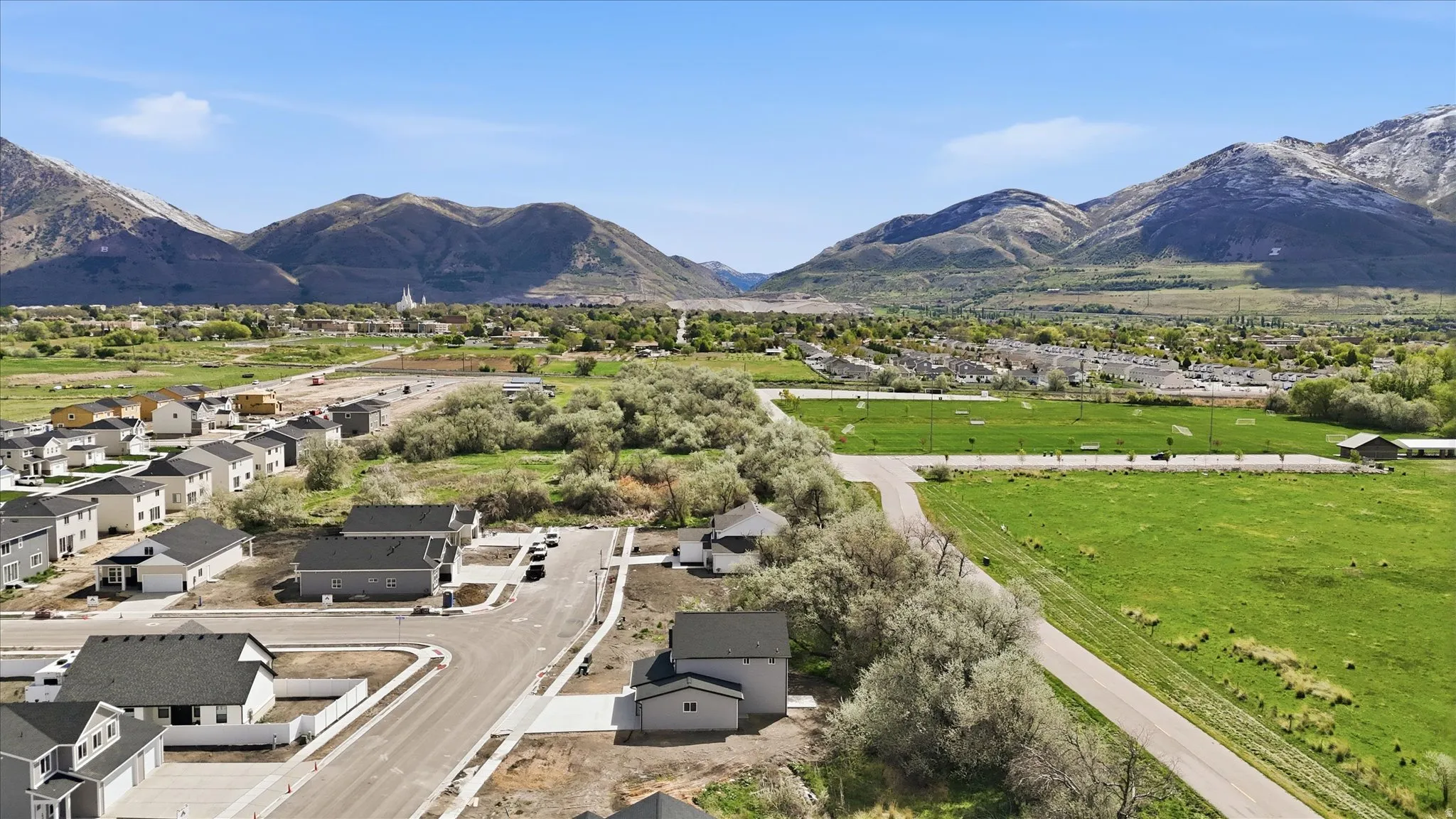 View of mountain background with nearby suburban area