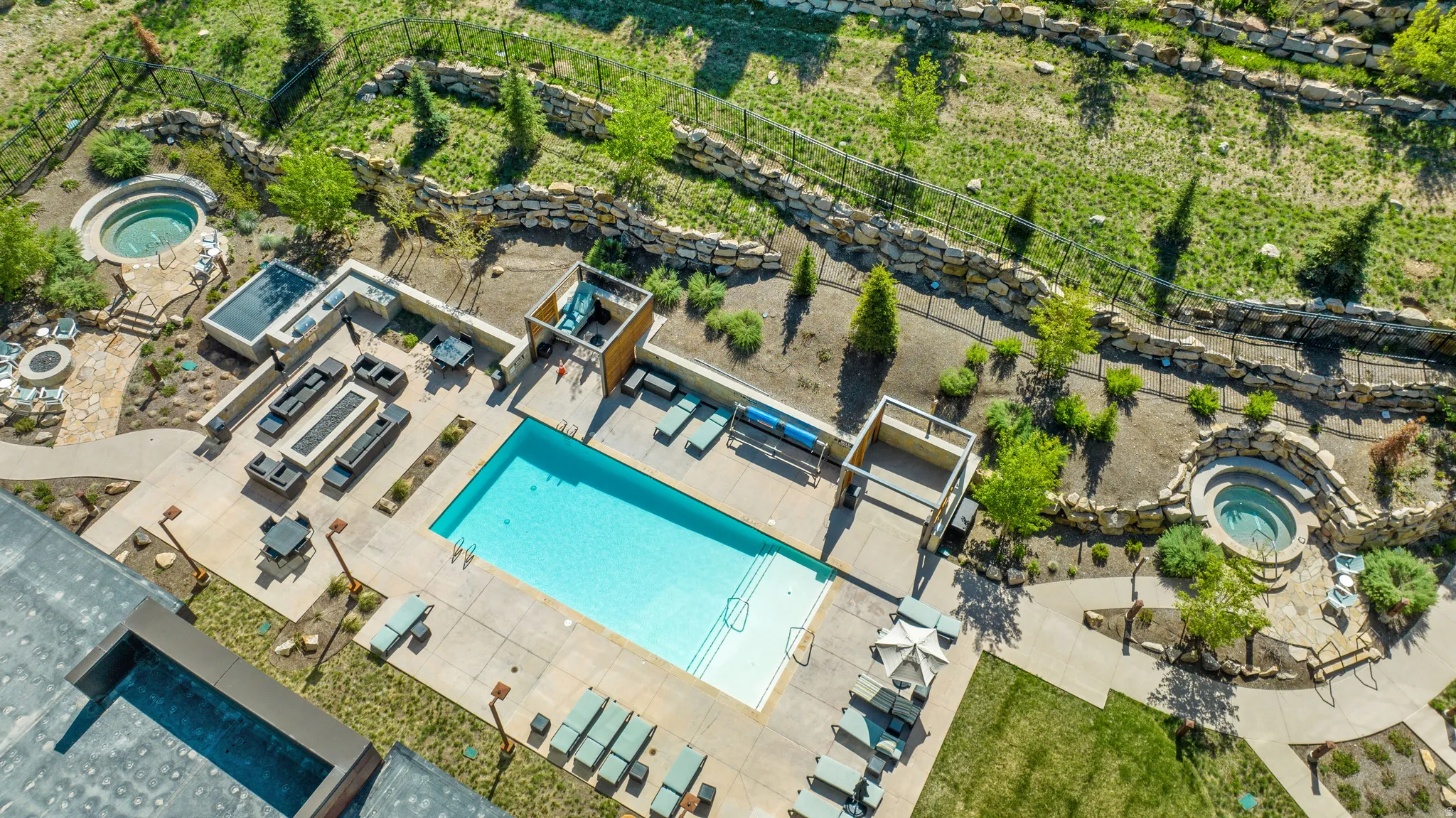 Aerial view of a pool area