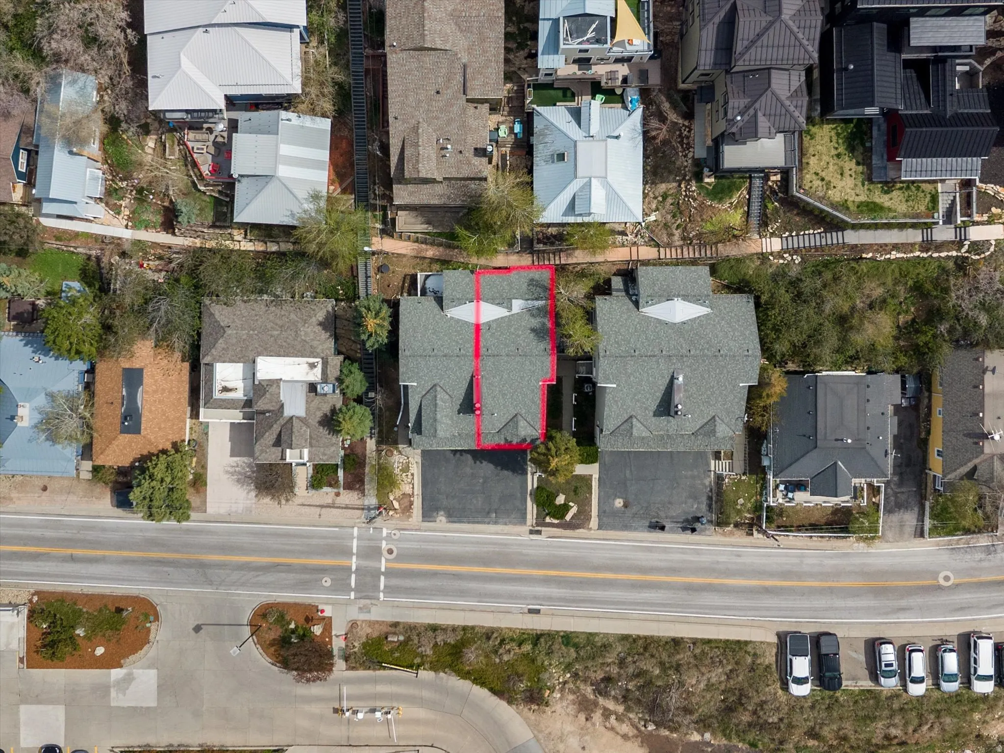 Aerial perspective of condominium.