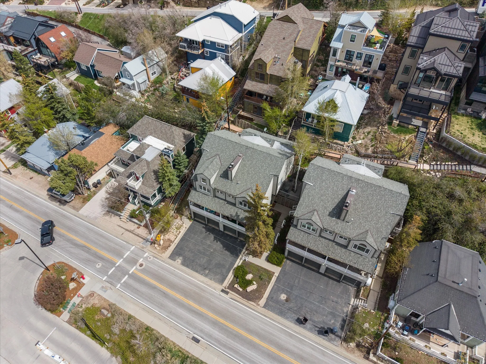 Aerial view of residential area.