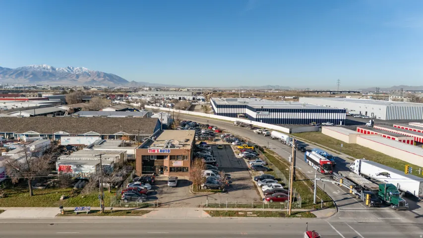 Drone / aerial view of a mountainous background