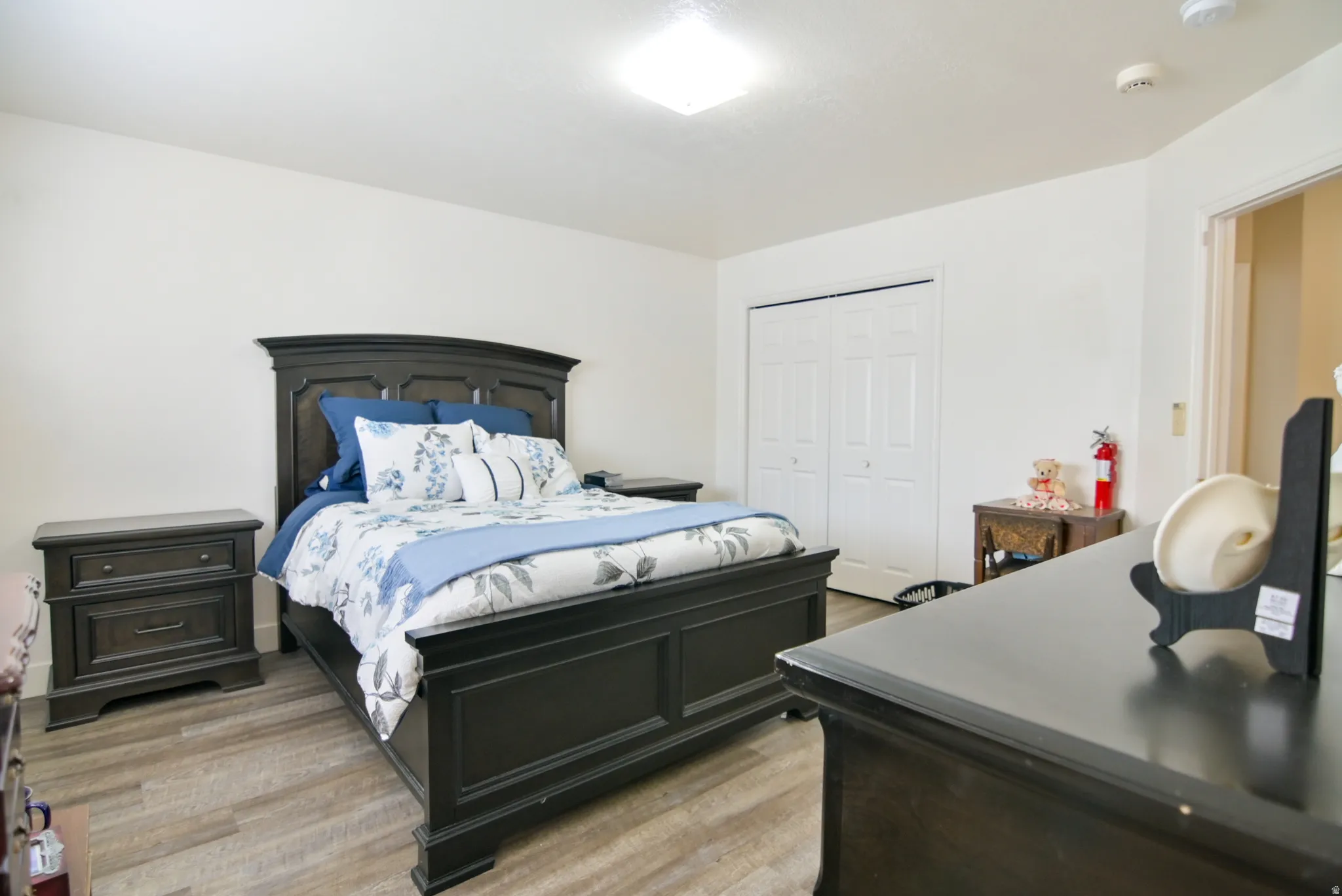 Bedroom with a closet and light wood-type flooring
