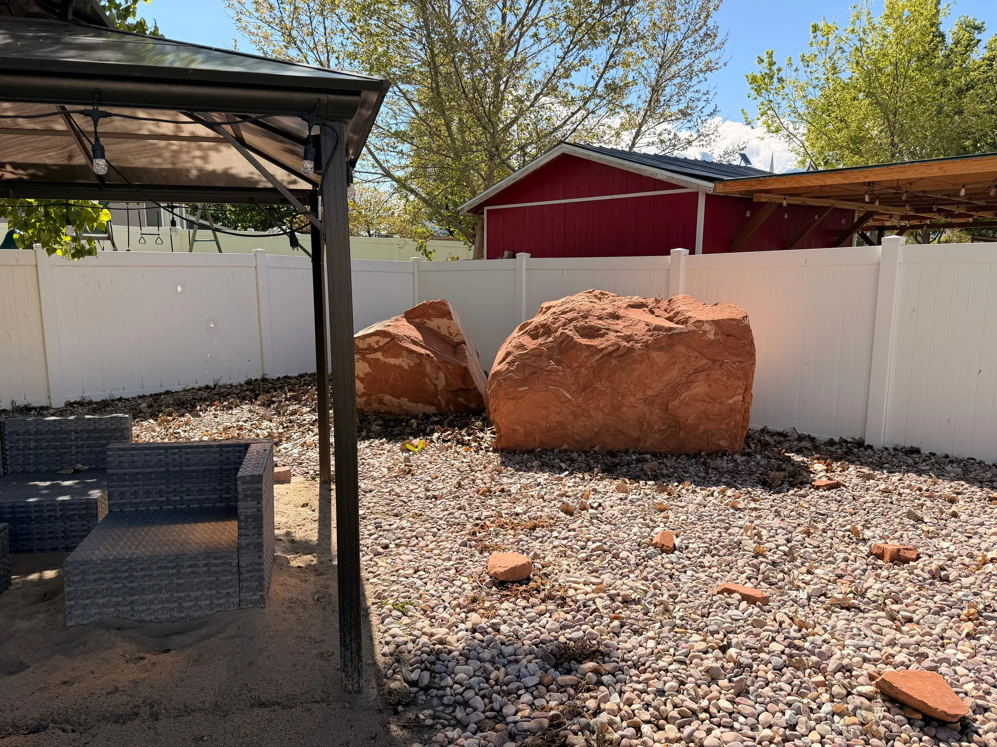 View of fenced backyard