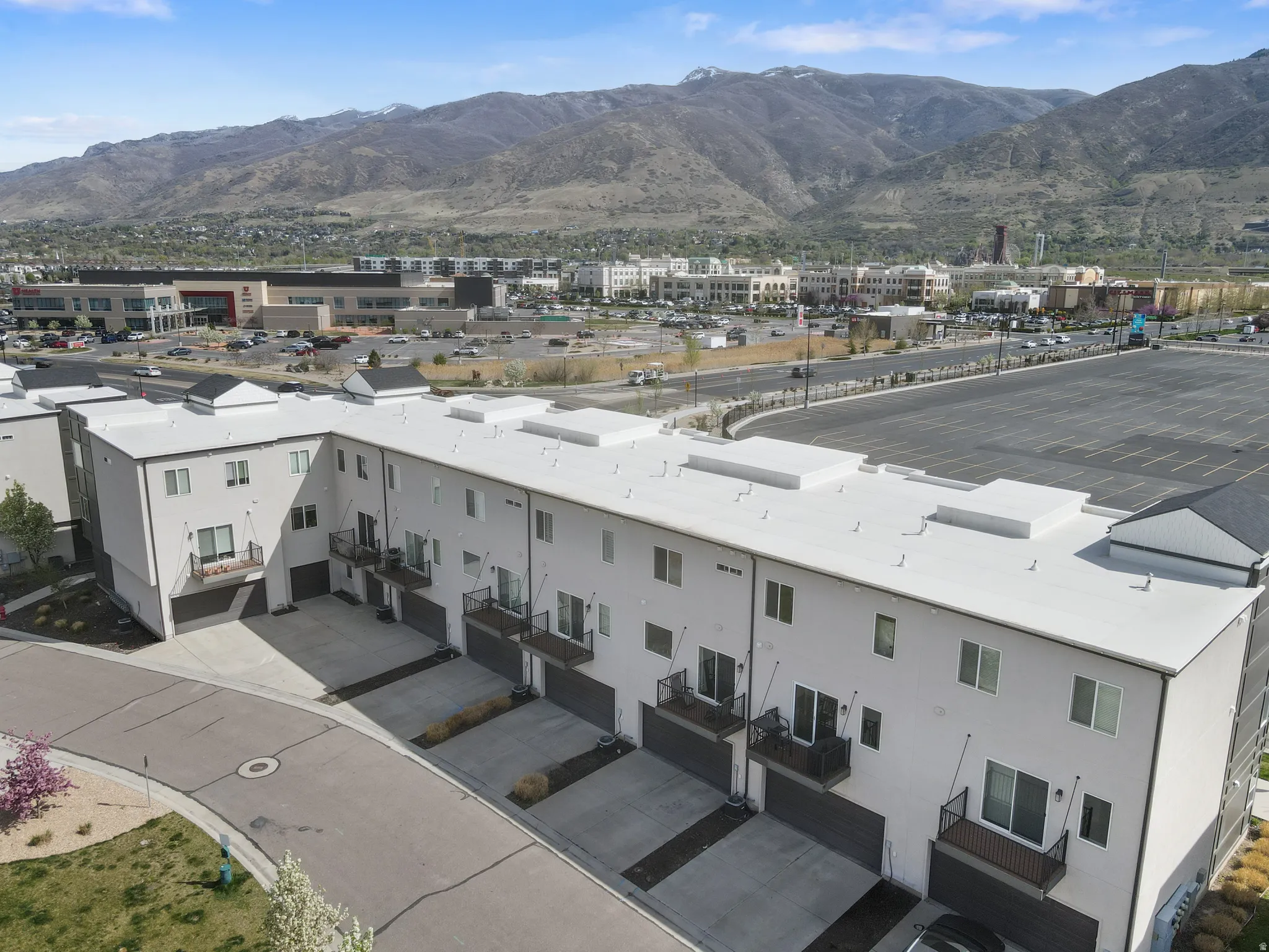 Aerial view of a mountainous background