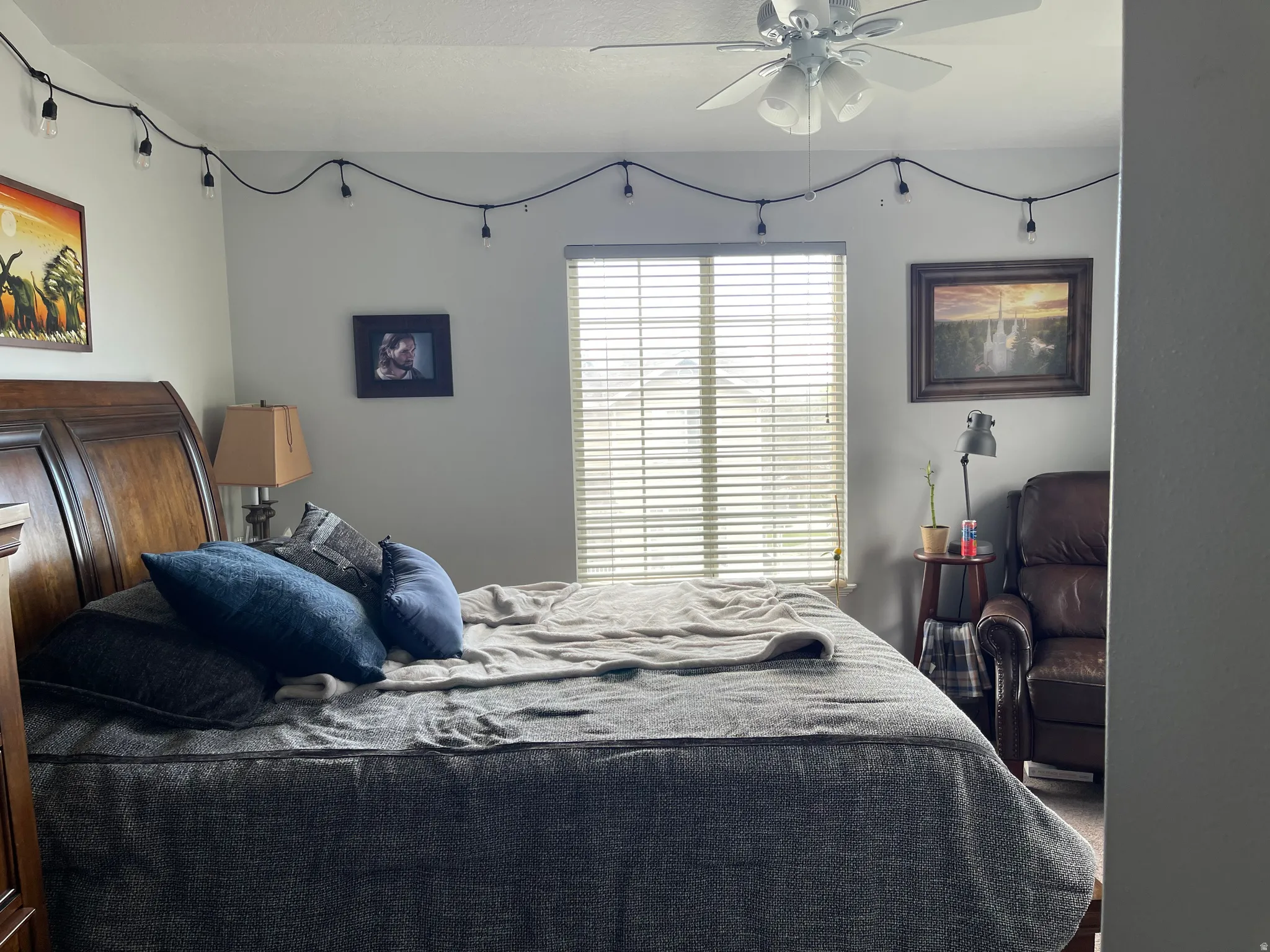 Bedroom with a ceiling fan