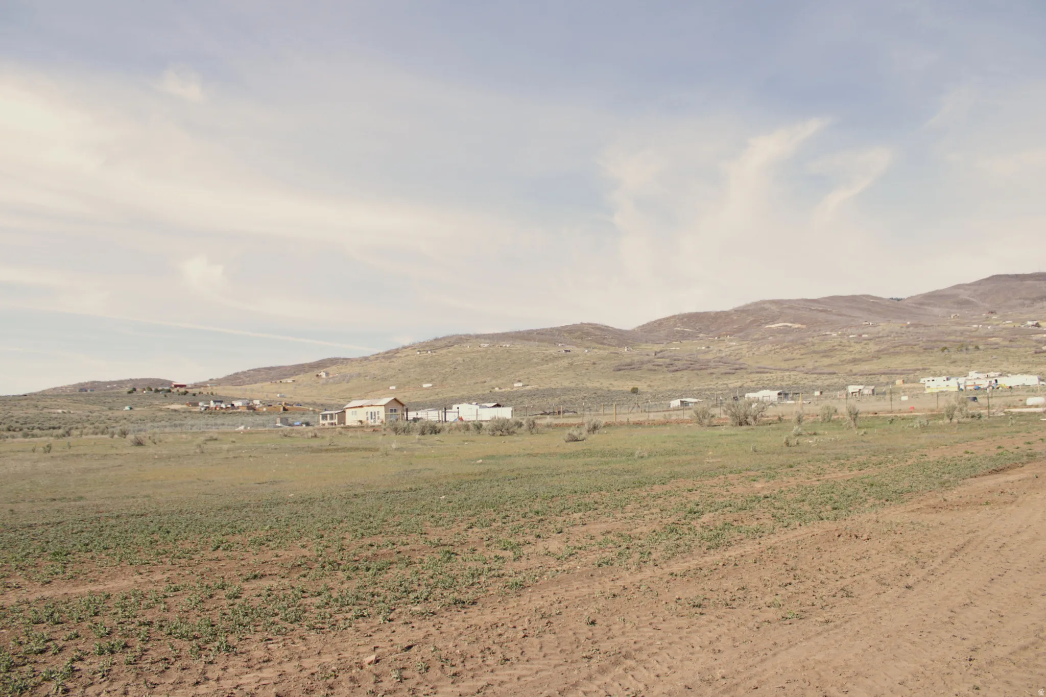 View of mountain background with rural landscape