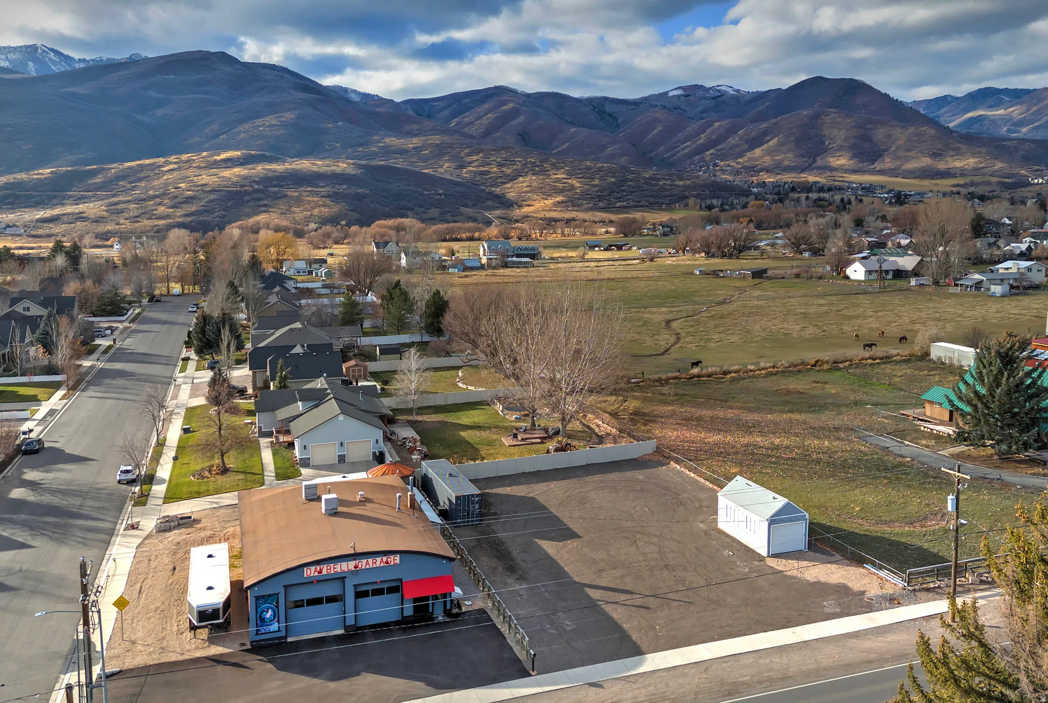 Bird's eye view of a mountain backdrop