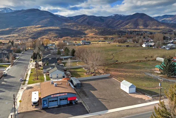 Bird's eye view of a mountain backdrop