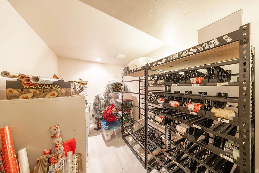 Wine area with concrete flooring