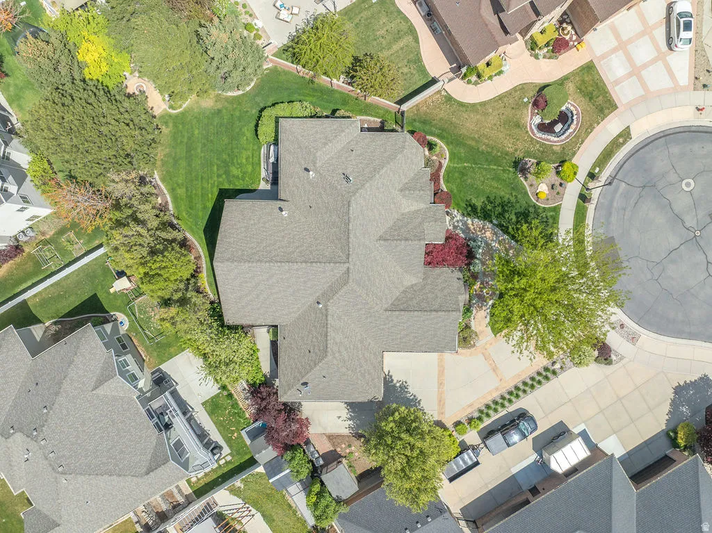 Aerial perspective of suburban area