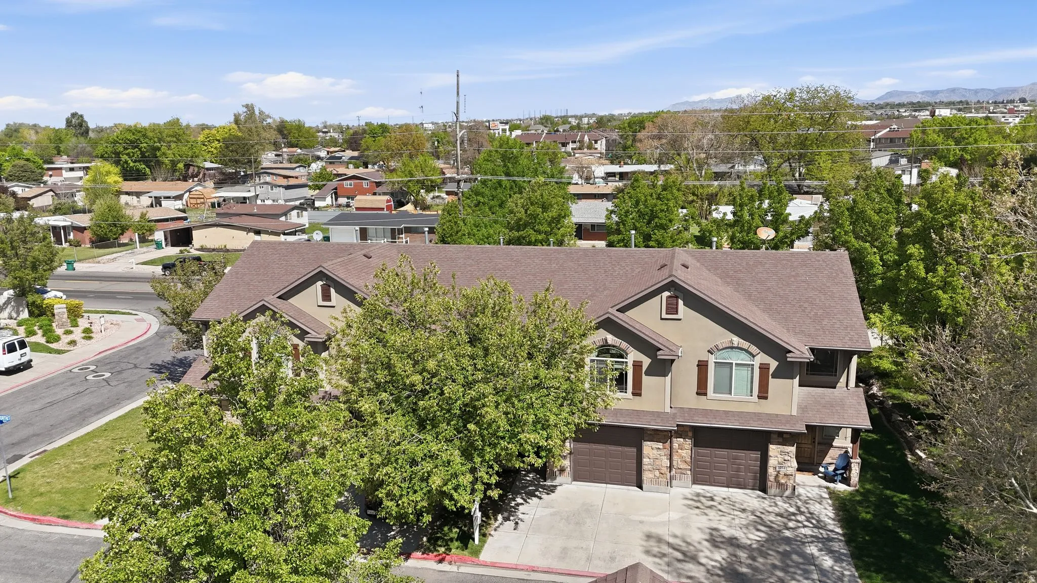 Aerial view of residential area