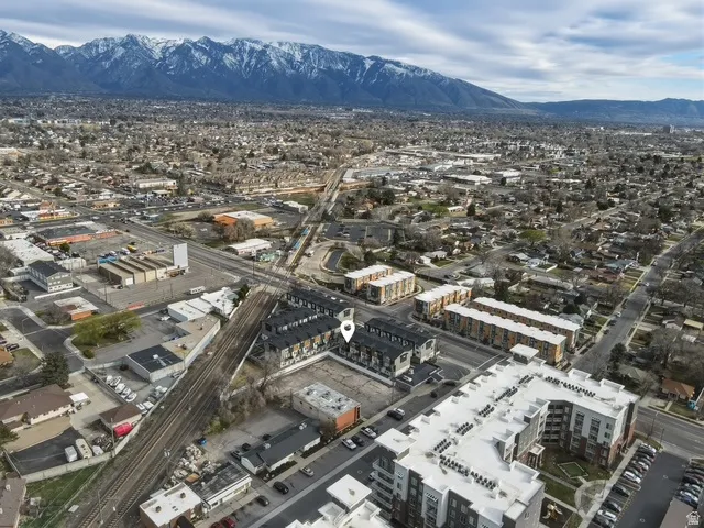 Aerial view of a mountain backdrop