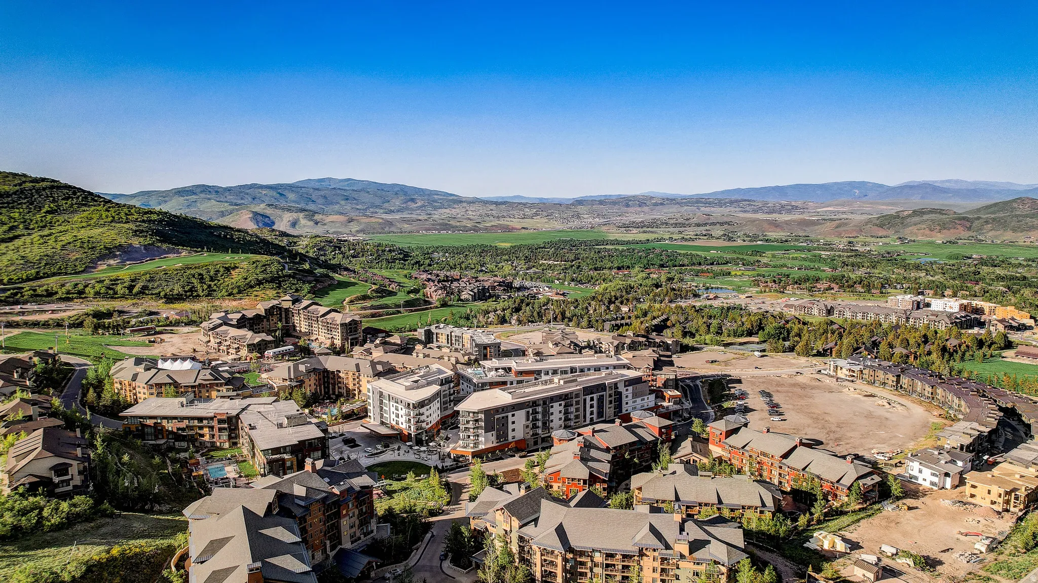 Aerial view of a mountainous background
