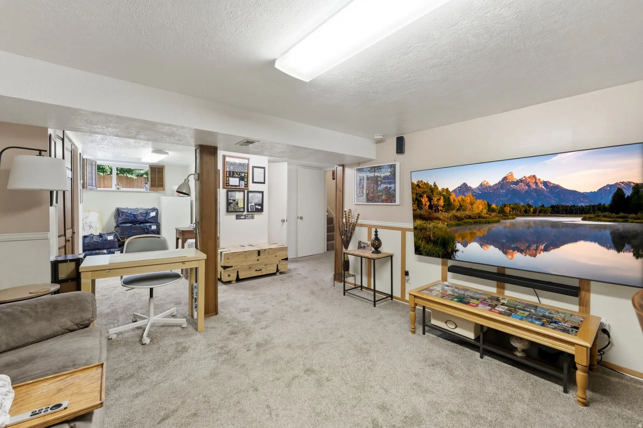 Living room in basement