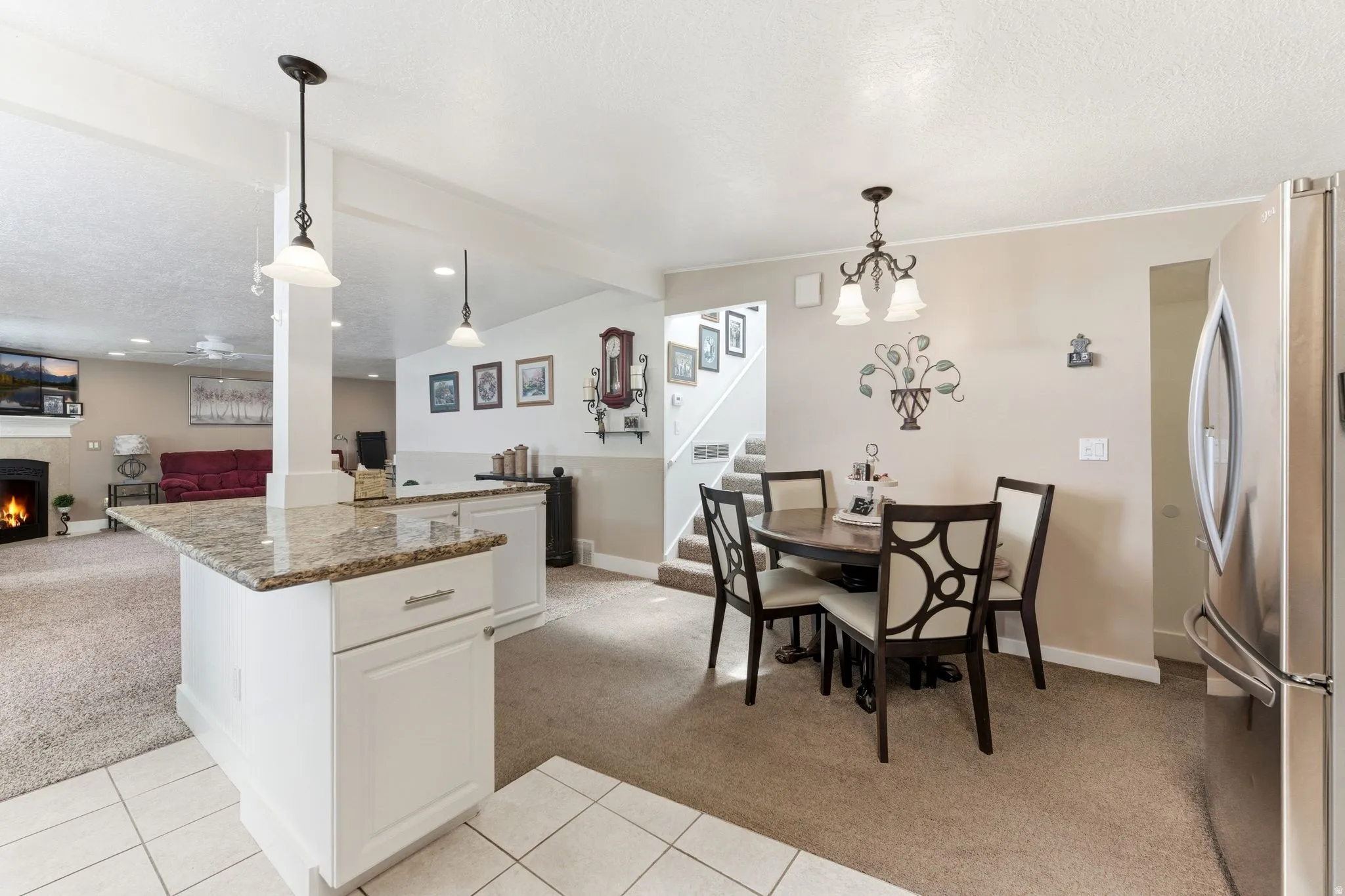 Kitchen with view of living room