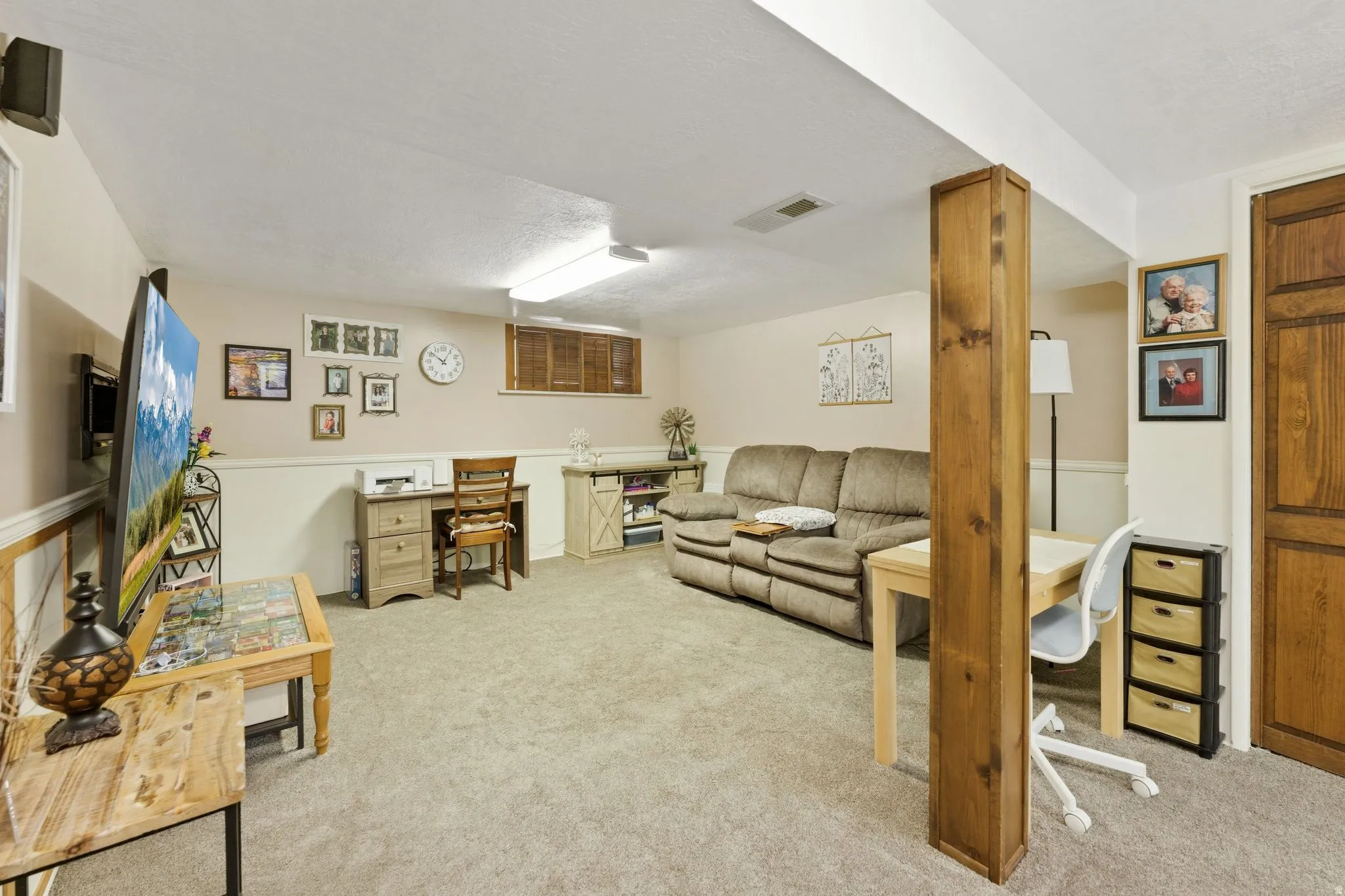 Living room in basement