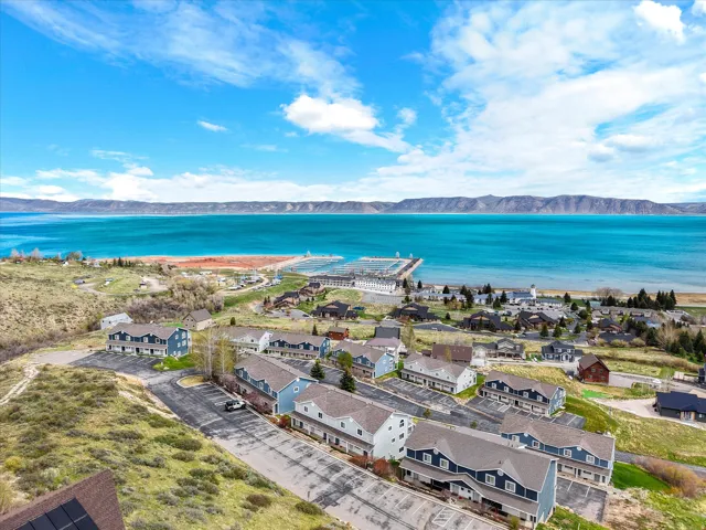 Drone / aerial view of a water and mountain view