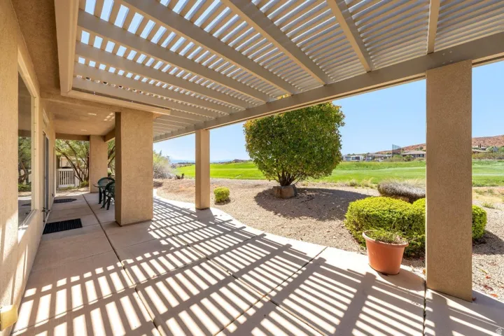 View of patio featuring a pergola
