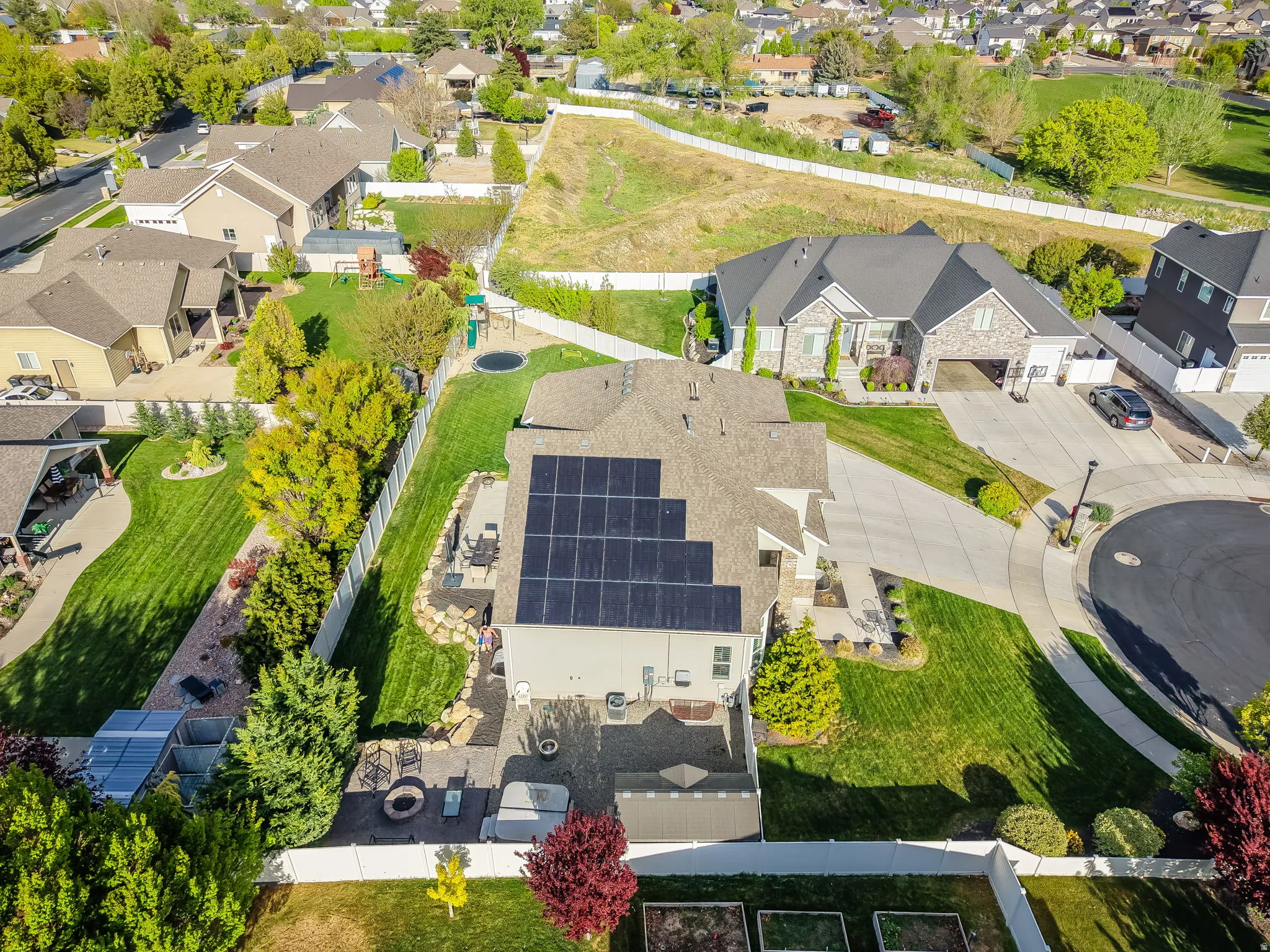 Aerial perspective of suburban area