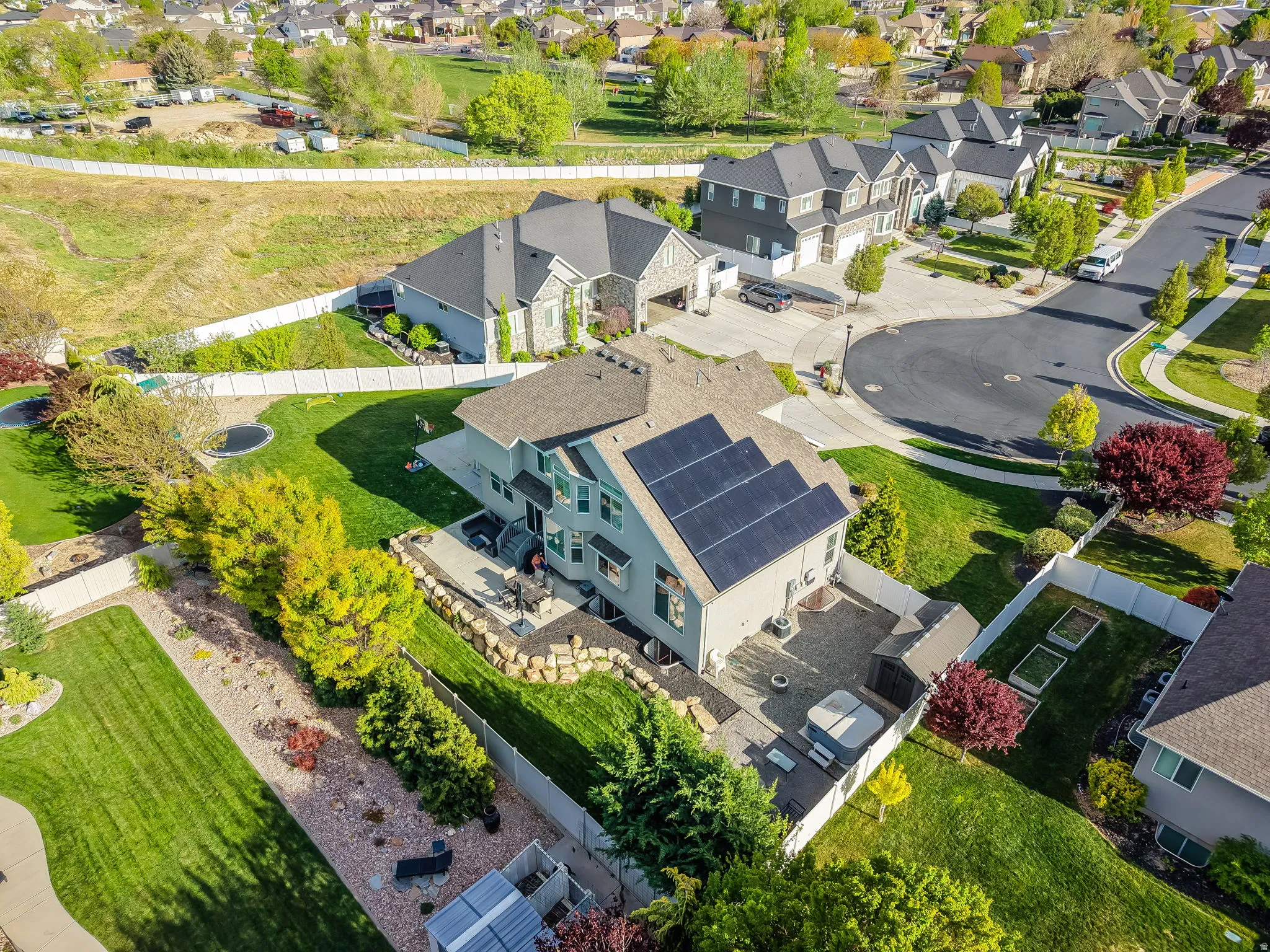 Aerial perspective of suburban area